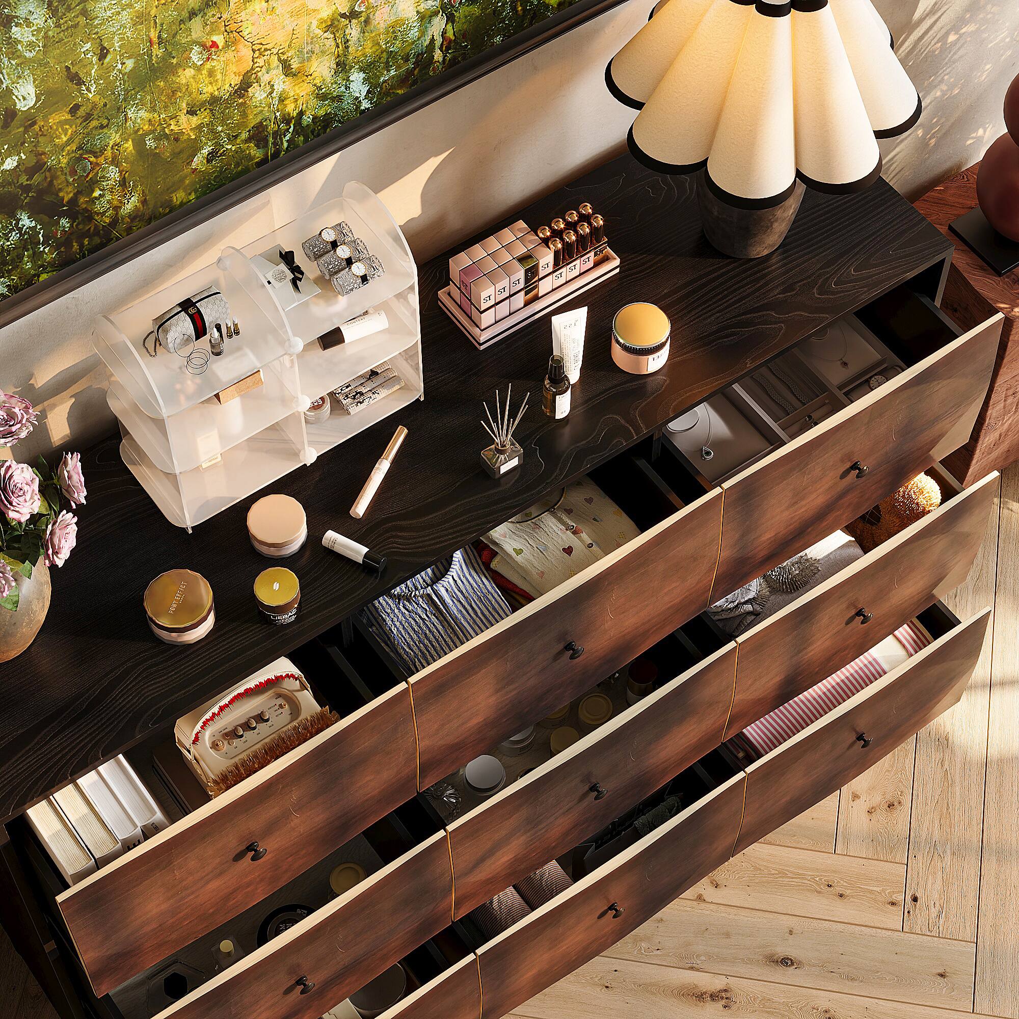 Alt View 7. Famapy - Famapy Textured Wood Dresser: Infuse Spaces with Modern - Rustic Allure - Brown.
