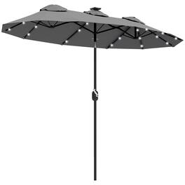 Outsunny - Patio Umbrella, 9.7' Outdoor Umbrella with Tilt and Crank - Gray
