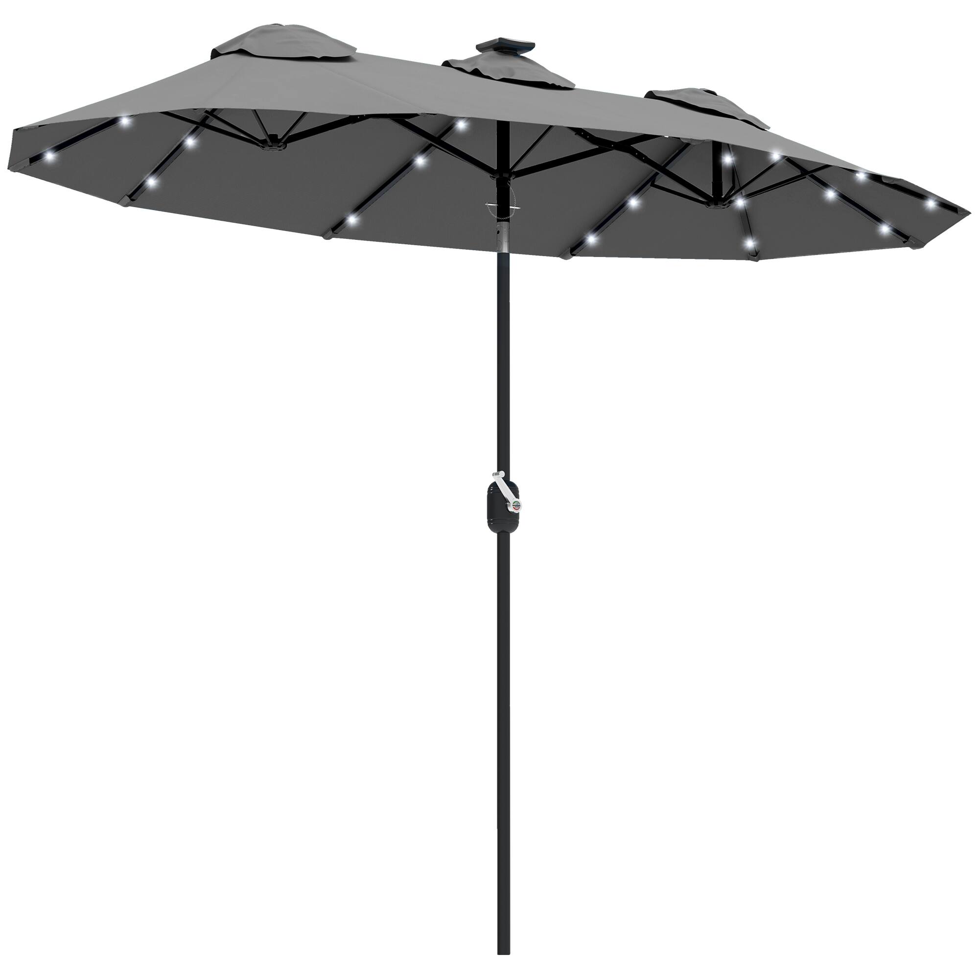 Front. Outsunny - Patio Umbrella, 9.7' Outdoor Umbrella with Tilt and Crank - Gray.