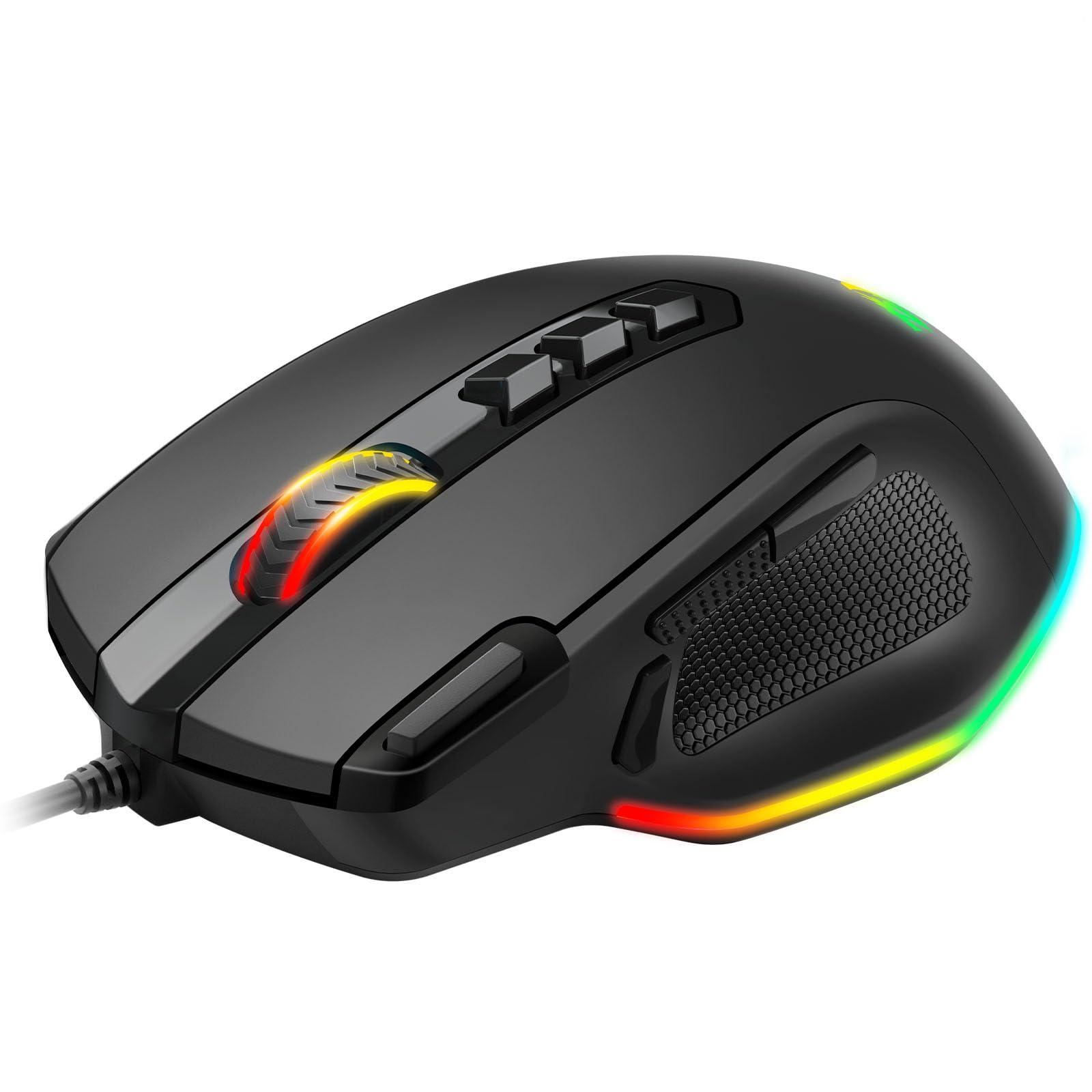 Alt View 3. Cedar Assembly - Wired Gaming Mouse Rgb Backlit Gamer Up To 11 Buttons & 7 Modes Extra Sniper Button For Windows Pc Gamers M614 - white.