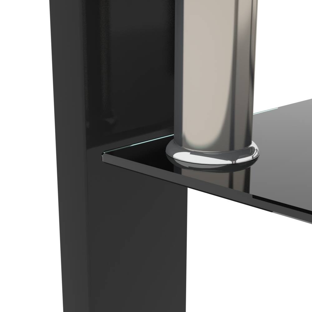 Alt View 6. Loheer - Loheer Black Glass Coffee Table Modern Clear Center Table Living Room Furniture - Black.