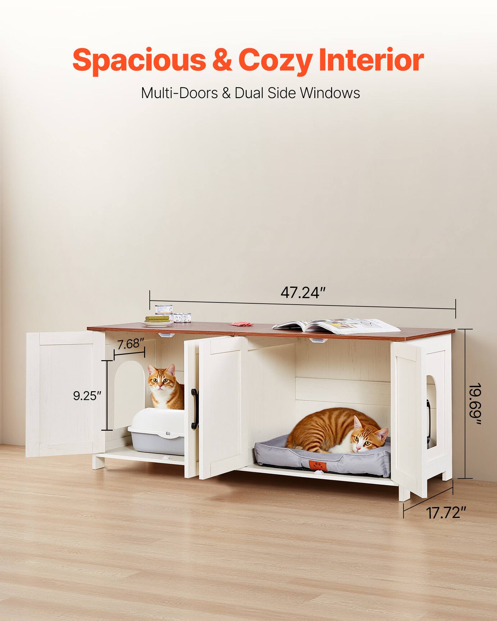 VEVOR Cat Litter Box Enclosure for Multi Cats, 47.2 in Hidden