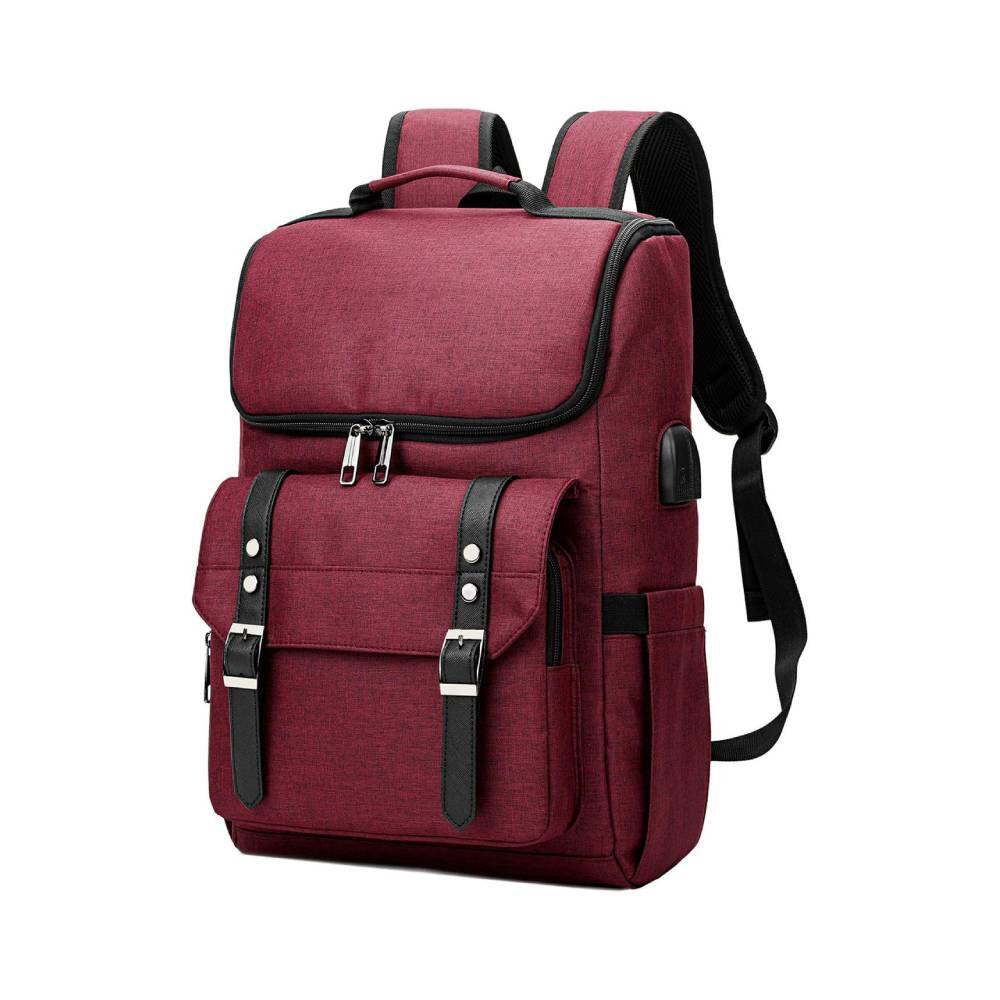 Front. Circus Cirle - Circus Cirle Vintage Backpack With Usb Charging Port - Red.