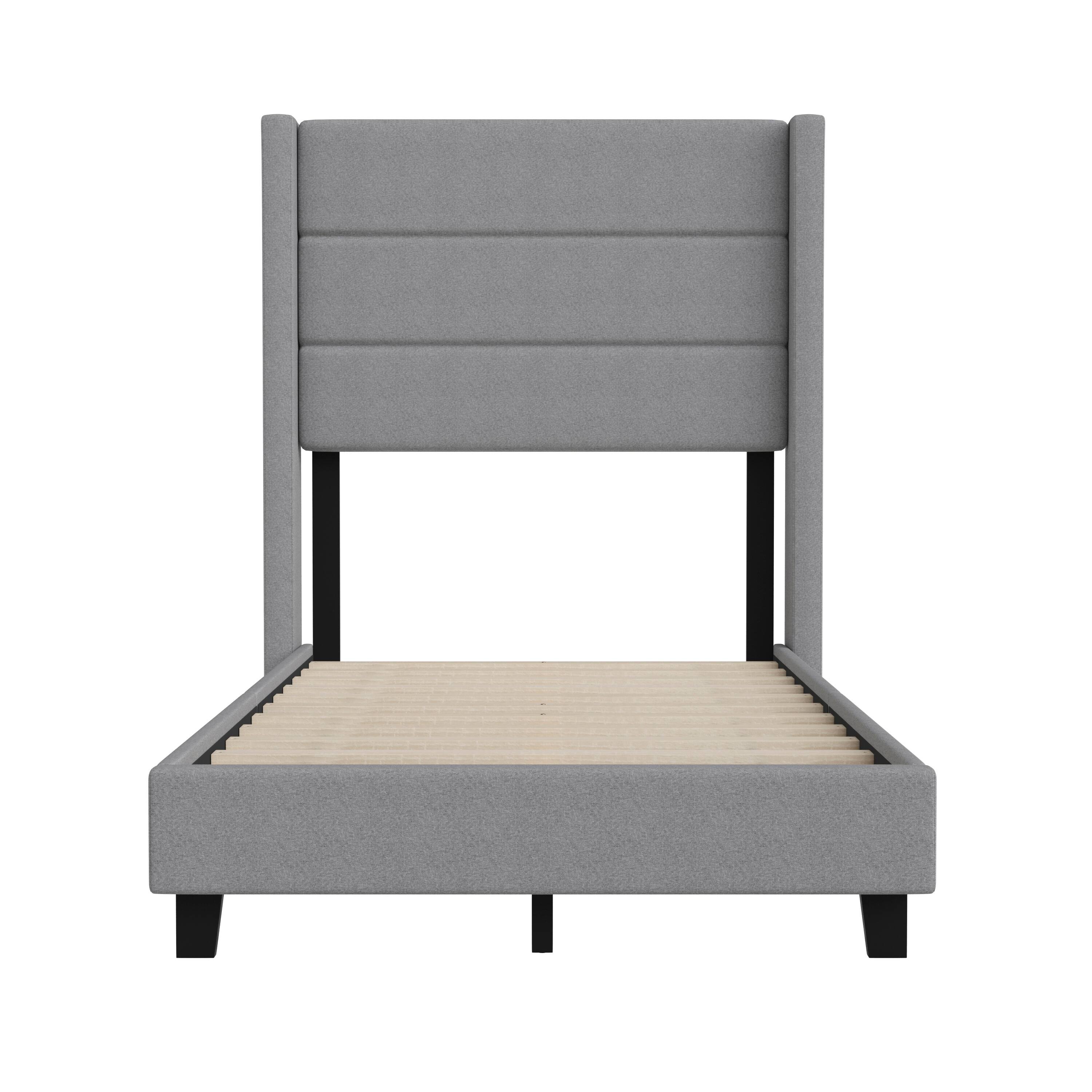Alt View 9. Emma + Oliver - Upholstered Platform Bed with Wingback Headboard - Gray.