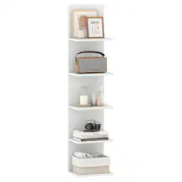 Costway - 1 PCS 5-Tier Wall Shelves Vertical Floating Storage Shelf Unit Wall-Mounted Organizer - White