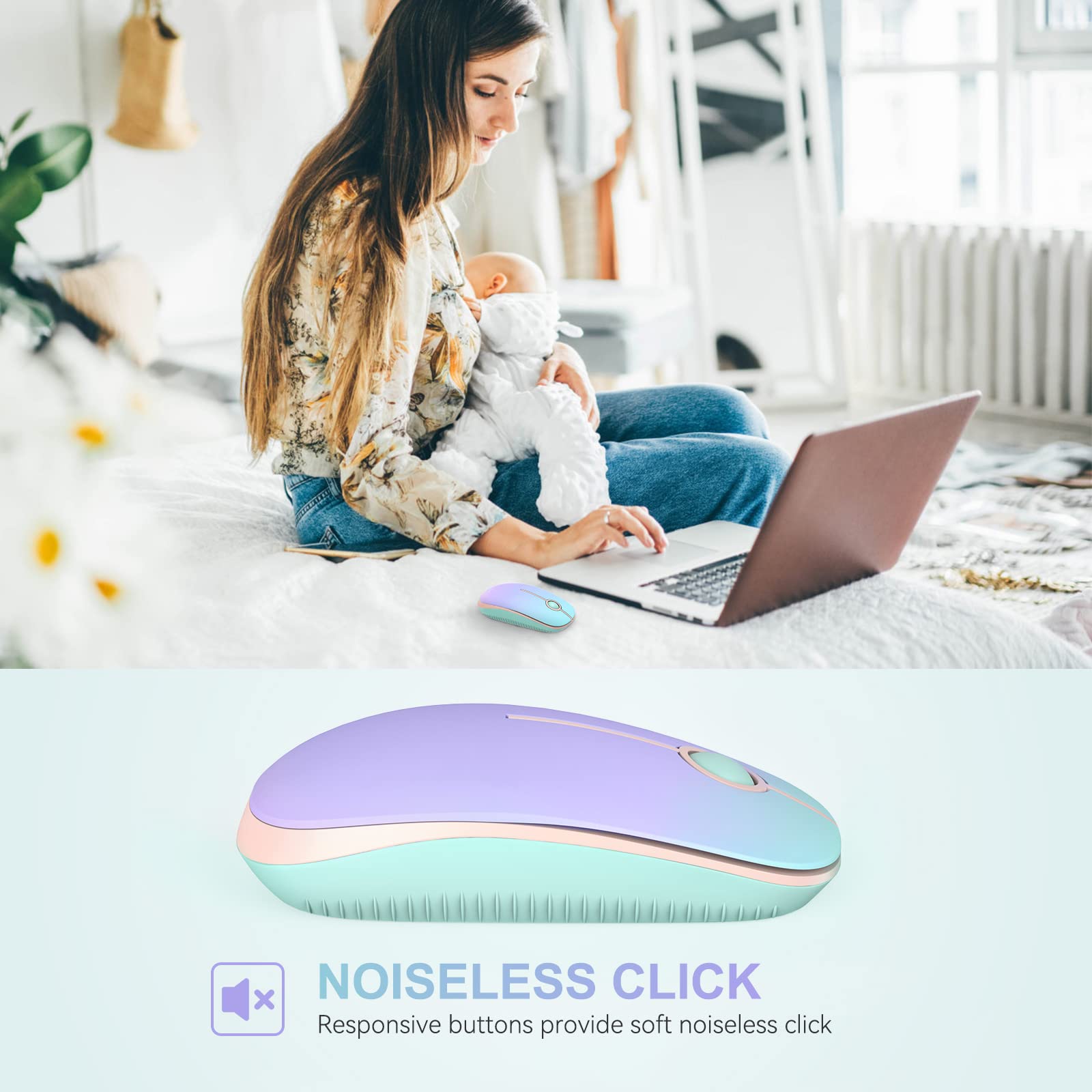 NOISELESS CLICK  
Responsive buttons provide soft noiseless click
