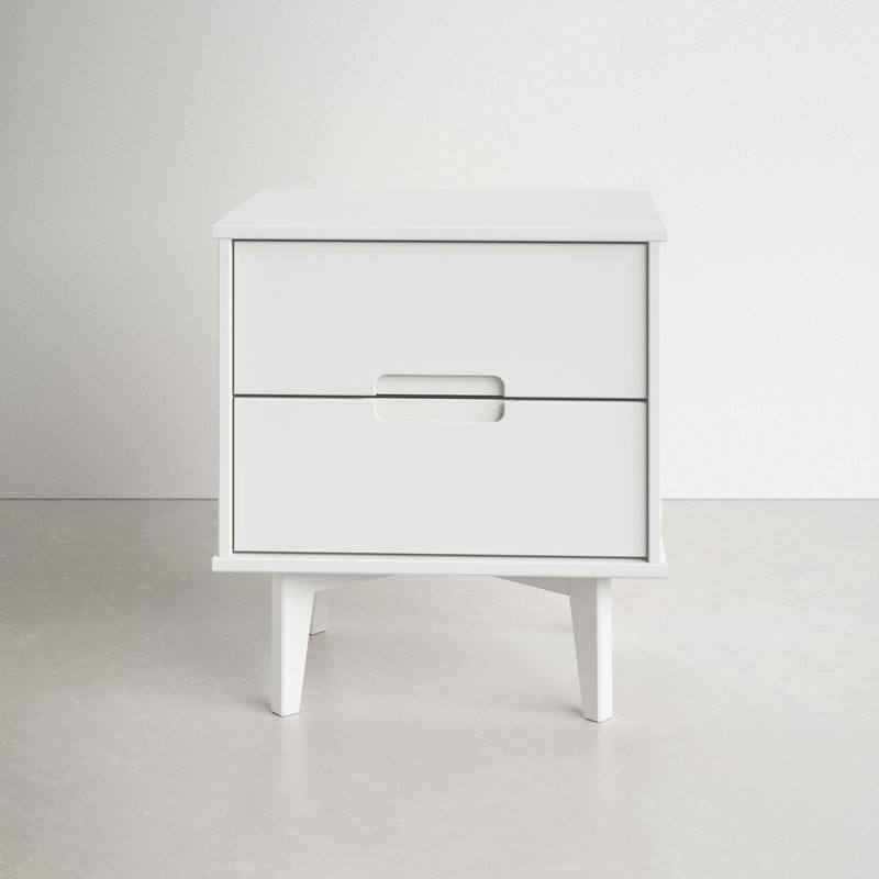 Angle. Hivvago - Hivvago FarmHouse 2 Drawer Solid Wood Nightstand - White.