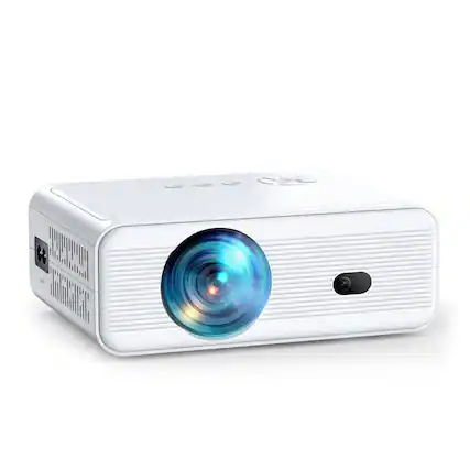 Front. COQOOL - Smart Projector with WiFi and Bluetooth,2025 Upgrade Android TV OS,Full HD, Keystone Correction - White.