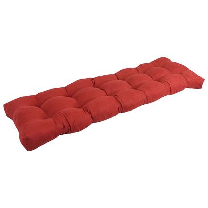 Front. Blazing Needles - 55-inch by 19-inch Tufted Solid Microsuede Bench Cushion - Red.