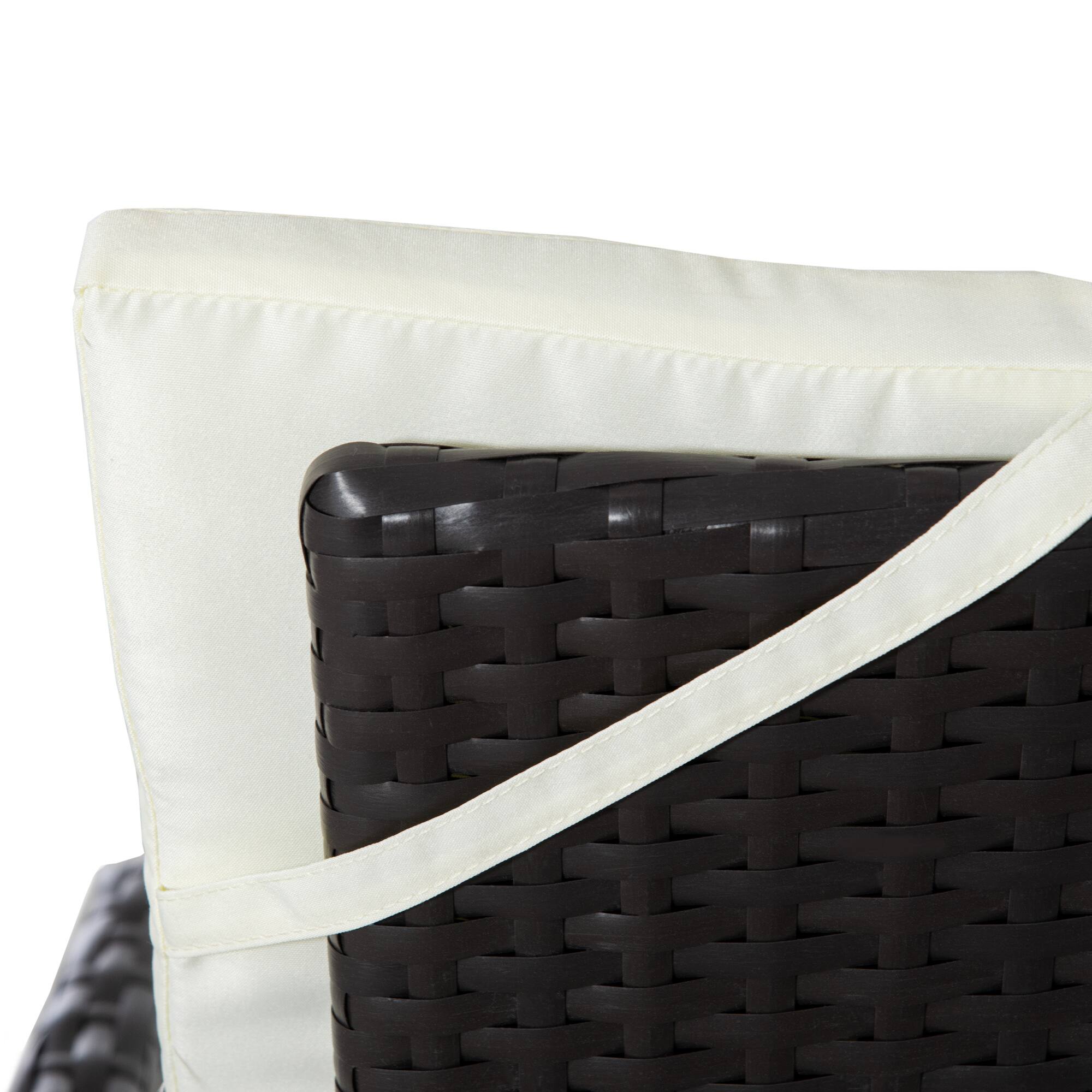 Alt View 7. Outsunny - 3 Pieces Wicker Outdoor Bistro Set, Rattan Patio Furniture Set with Reclining Chairs and Coffee Table, Tufted Cushions - Cream White.