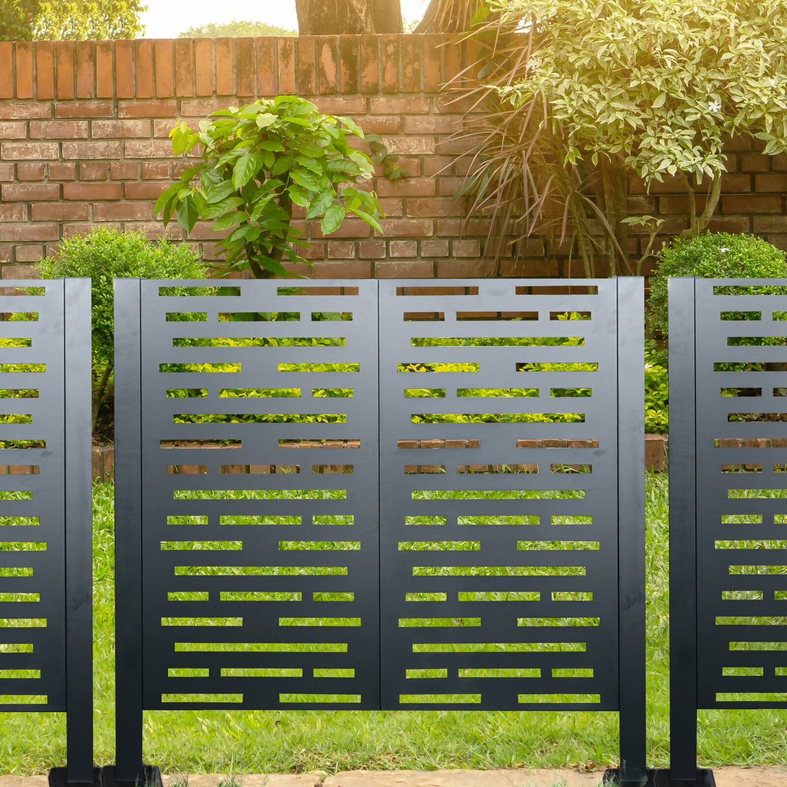 Back. Mondawe - 4*2 FT Air Conditioner Fence for Outdoor Units - Charcoal.