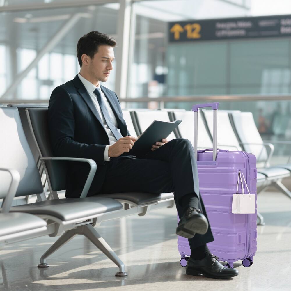 Alt View 2. Ropilly - Ropilly 3 Piece Luggage Set Blue Purple Hard Shell Suitcase with Spinner Wheels - Blue+Purple.