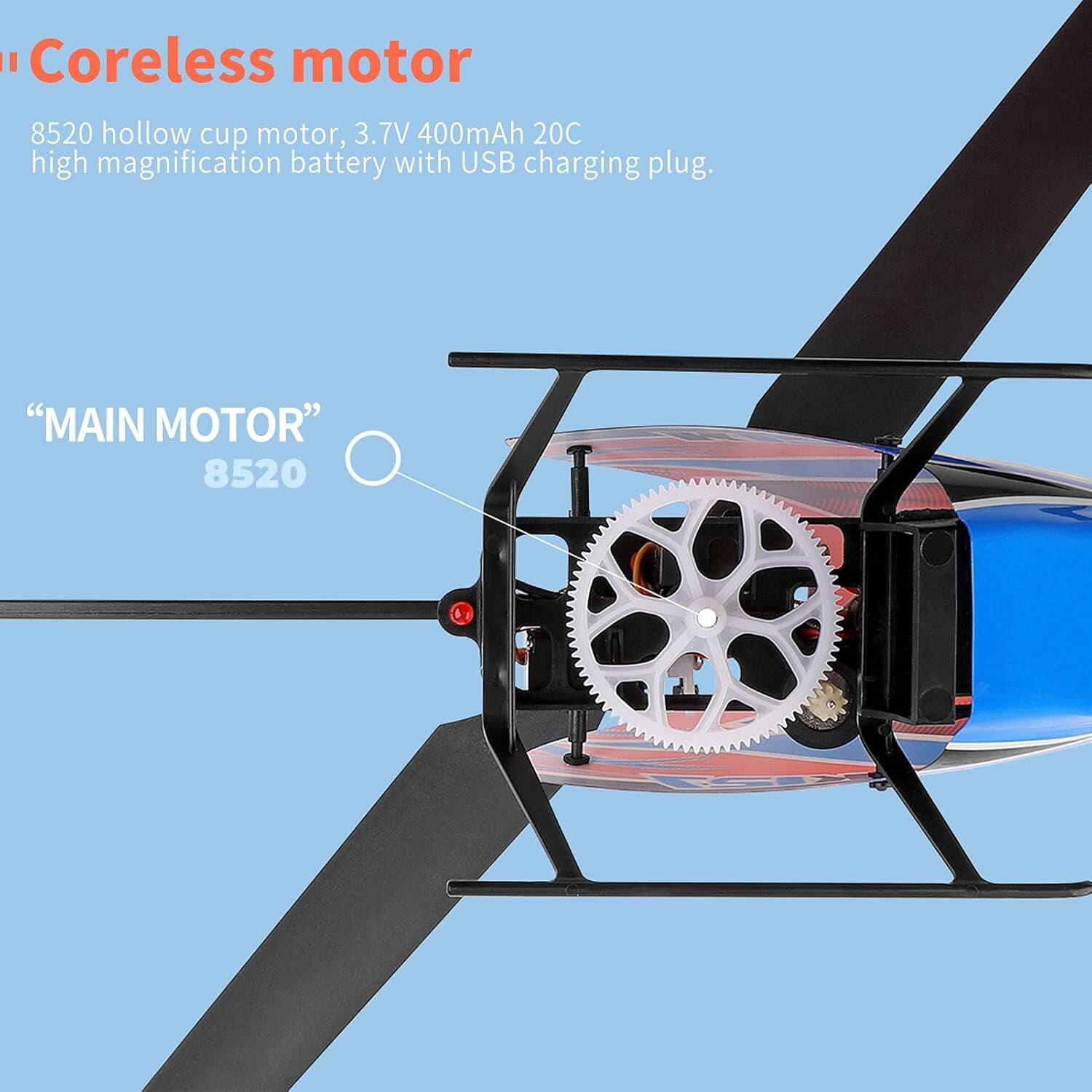 Coreless motor  
8520 hollow cup motor, 3.7V 400mAh 20C high magnification battery with USB charging plug.  
"MAIN MOTOR" 8520
