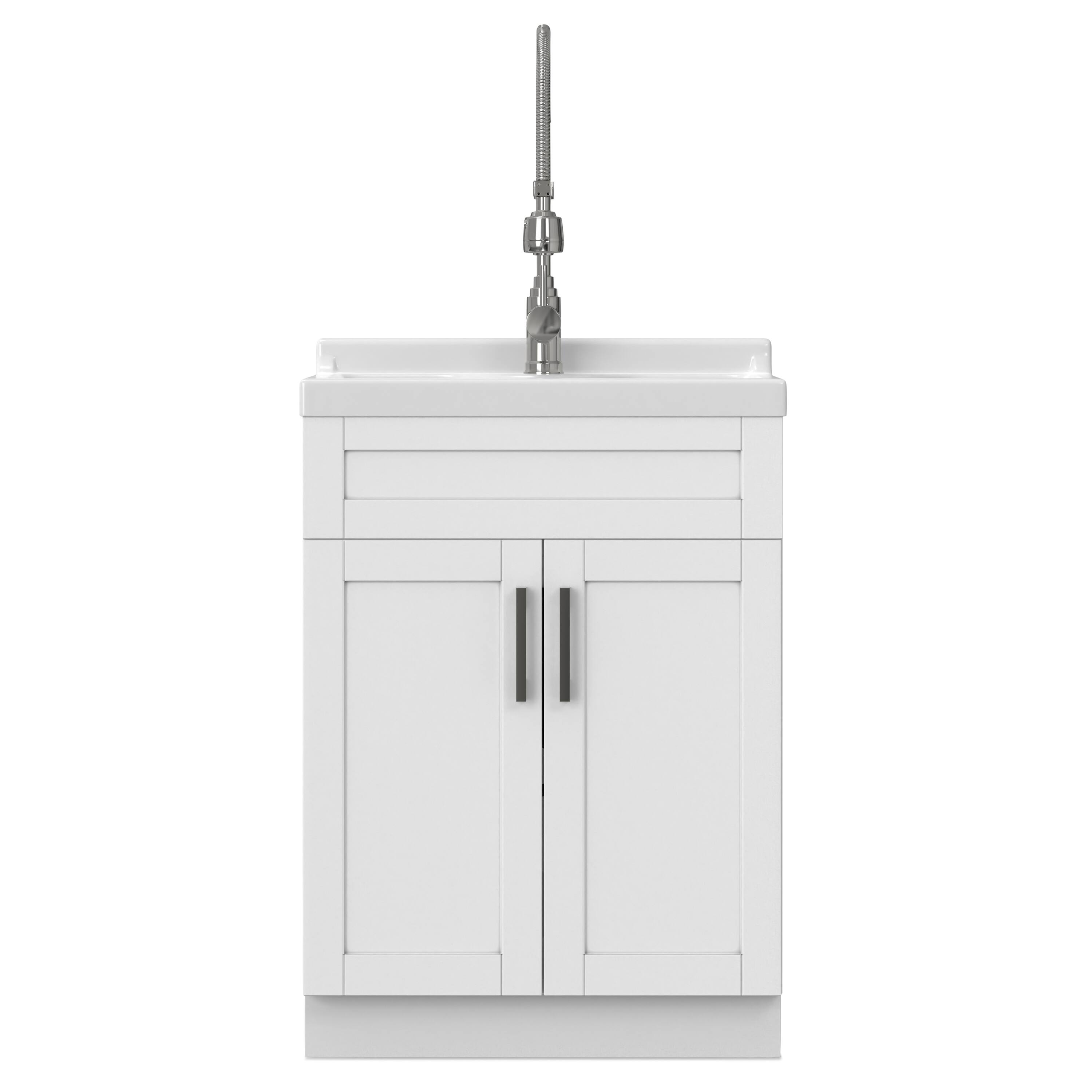 Left. Simpli Home - Hennessy Deluxe All-In-One 24-inch Laundry Cabinet with Faucet and ABS Sink - Pure White.