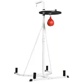 Soozier - 2 in 1 Punching Bag Stand, Adjustable Height Heavy Bag Stand with Weighted Base and Speed Bag, Freestanding - White