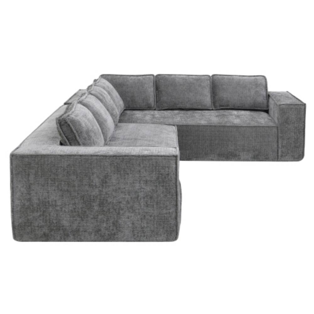 Alt View 6. LUCKY ONE - 129.5" Minimalist Modular 6-Seat Cloud Sofa Set No Assembly Wrinkle-Resistant Chenille - Gray.