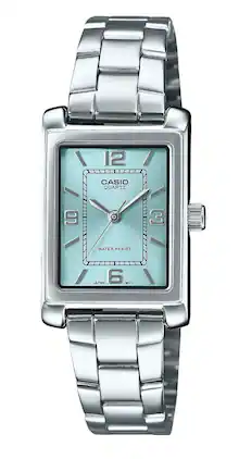 Casio - Analog Quartz LTP-1234DD-2A Ladies Watch Stainless Steel Aqua Blue Dial - Silver, Blue