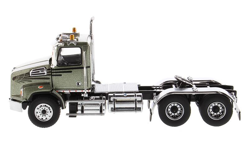 Alt View 1. Diecast Masters - Western Star 4700 SB Tandem Day Cab Tractor Metallic Olive Green 1/50 Diecast Model by Diecast Masters.