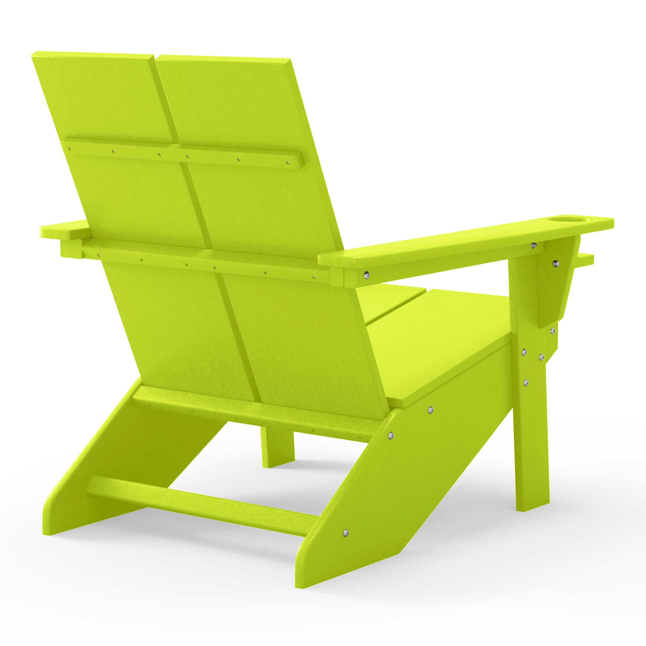 Alt View 1. WestinTrends - WestinTrends Riviera Outdoor HDPE Modern Adirondack Chair with Cup Holder (Set of 4) - Lime.