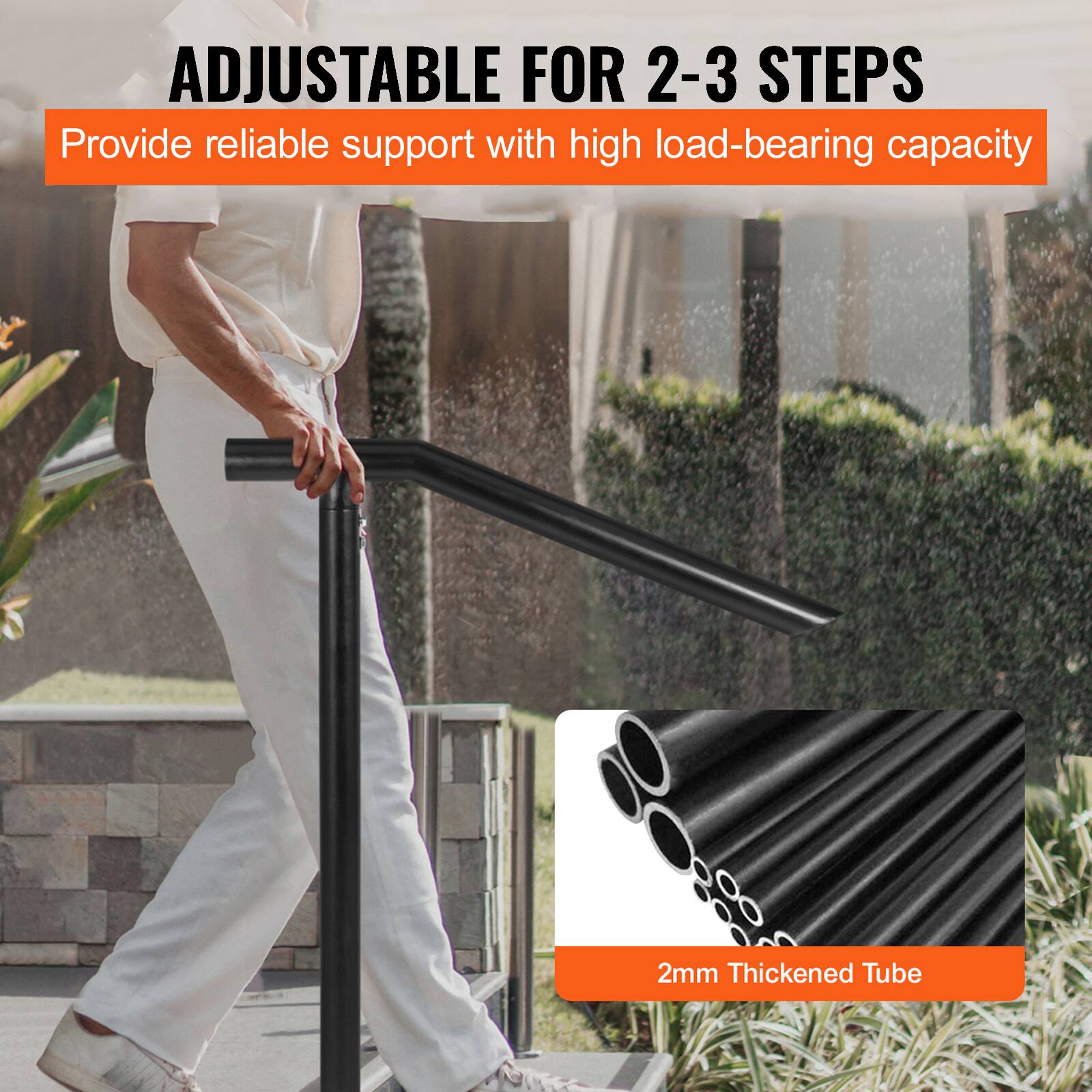 ADJUSTABLE FOR 2-3 STEPS
Provide reliable support with high load-bearing capacity
2mm Thickened Tube