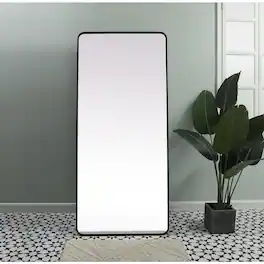 Elegant Decor - Soft Corner Metal Rectangle Mirror 32x72 Inch - Black