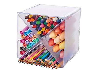 Alt View 5. Deflecto - Deflect-O Cube 4 Compartment Stackable Plastic Compartment Storage, Clear (350201) - Clear.