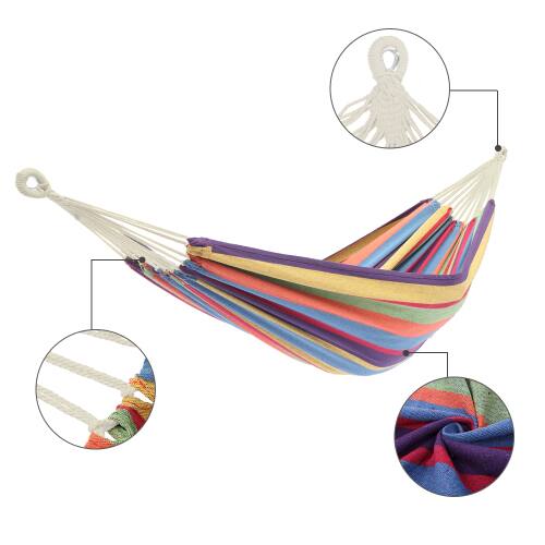 Alt View 9. Winado - 9FT Heavy Duty Hammock Set 2-Person Double with Stand, Portable Carrying Bag for Indoor Outdoor Patio Deck Yard Beach - Rainbow Stripes.