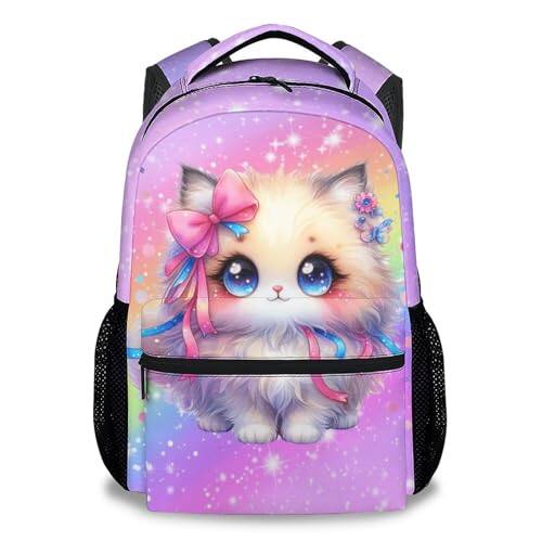 Pacoar Cade School Backpack For Cat 17" Cute Rainbow Bookbag Bag ...