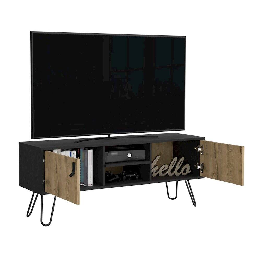Alt View 1. TuHome - Huna TV Stand Black / Macadamia MDF - Black.