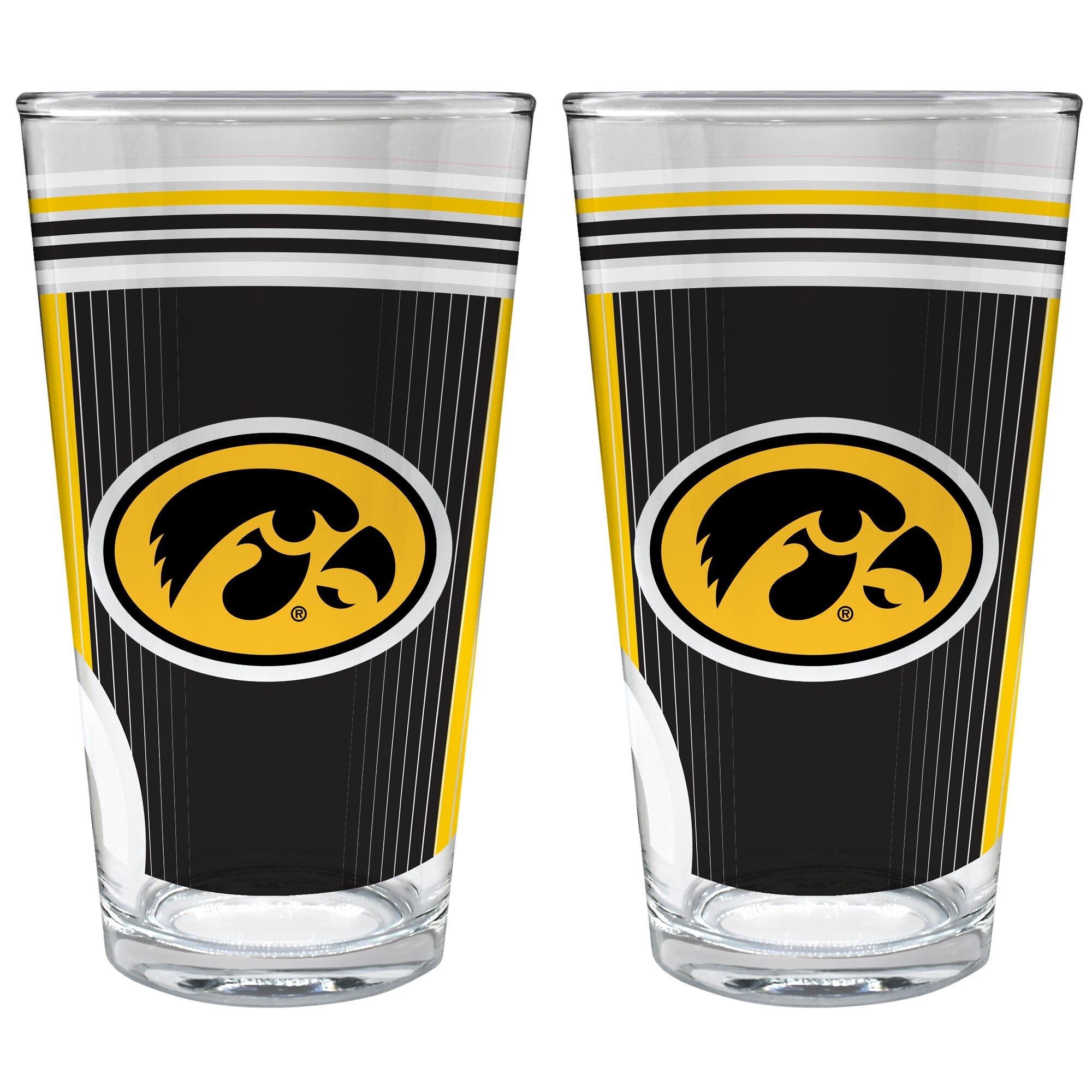 Front. Great American Products - Iowa Hawkeyes Two-Piece 16oz. Pint Glass Set - Multicolor.