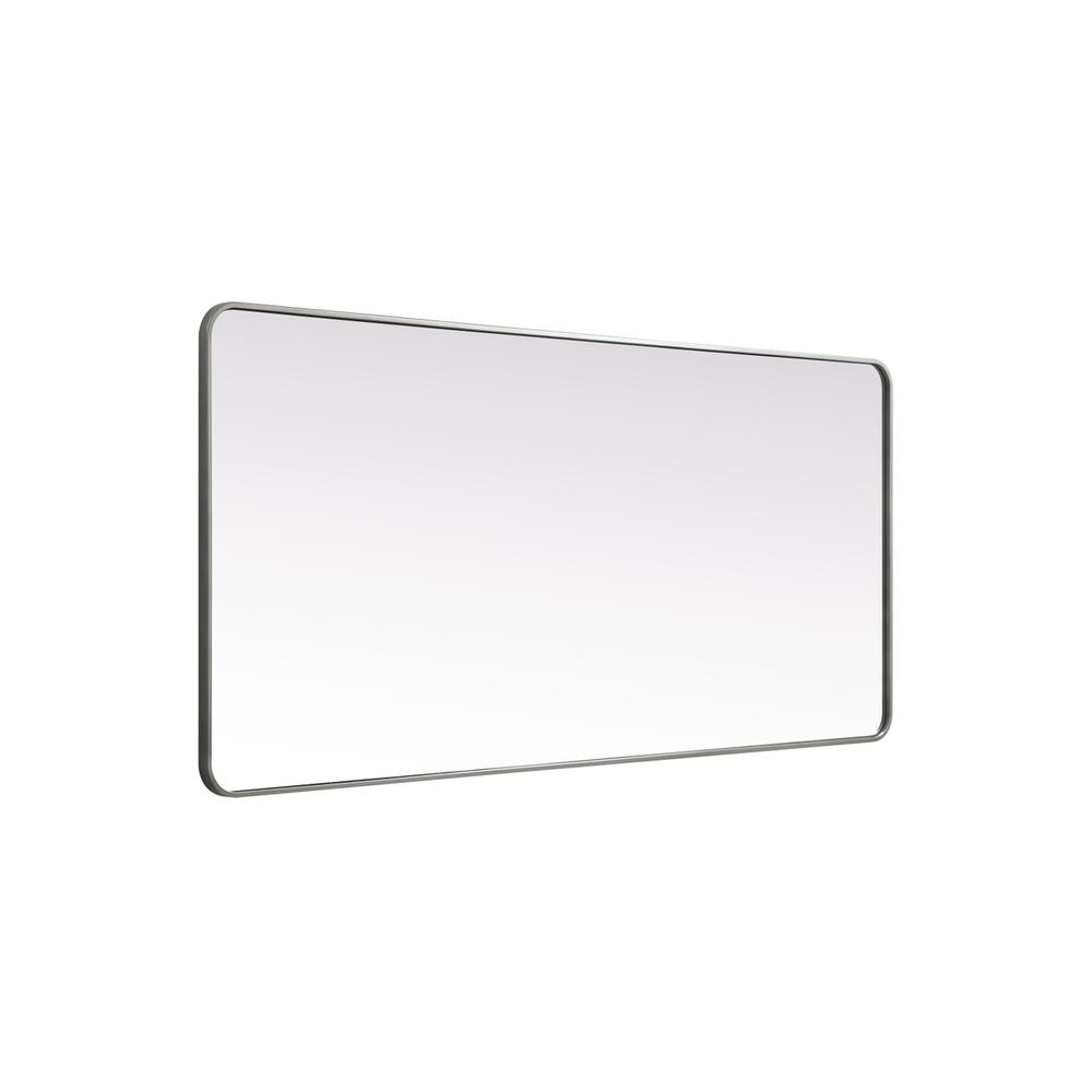 Left. Elegant Decor - Soft Corner Metal Rectangle Mirror 32x72 Inch in Silver - Silver.