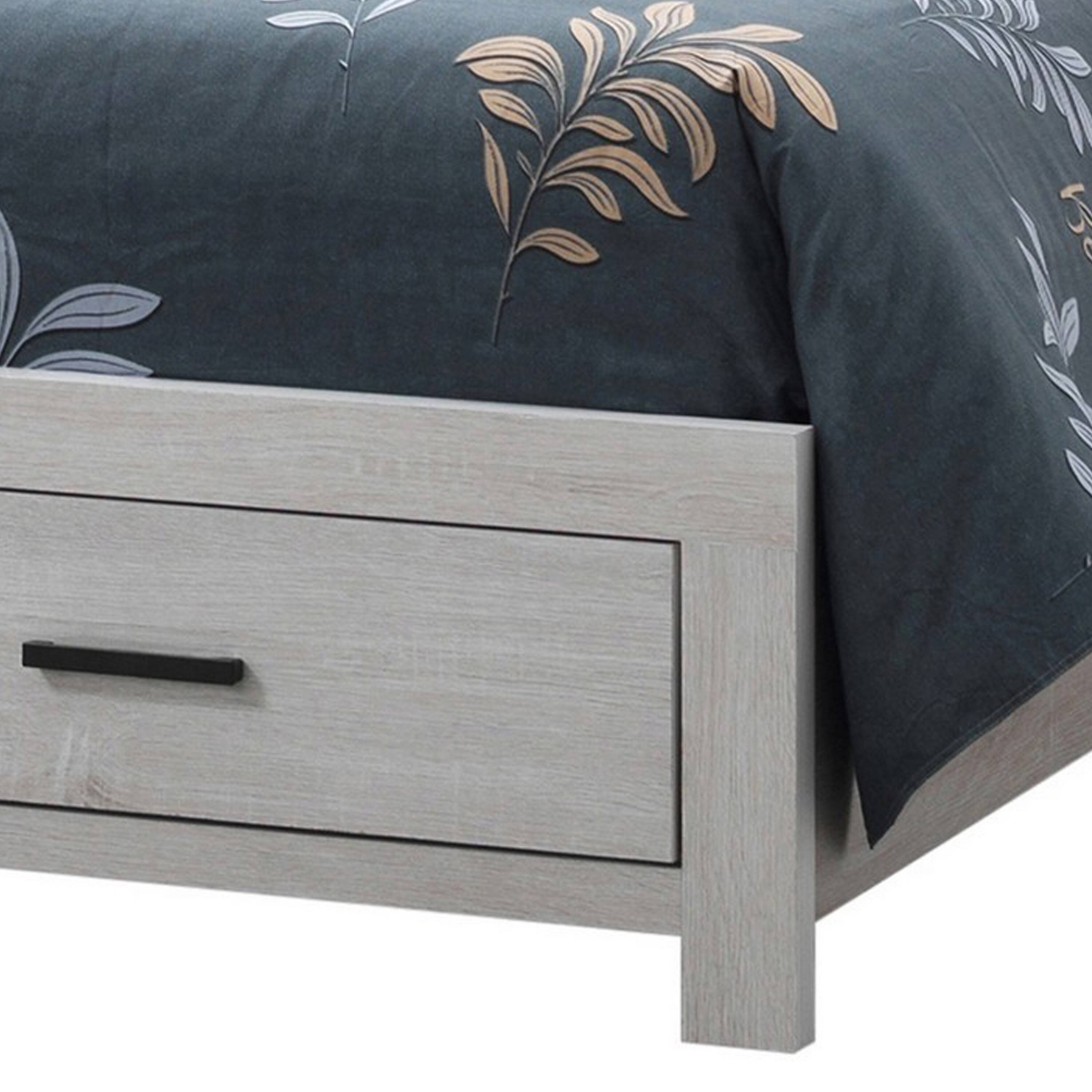Alt View 3. Manhattan Lane - Ach Wood Queen Storage Bed with 2 Drawers, Plank Style Headboard - White.