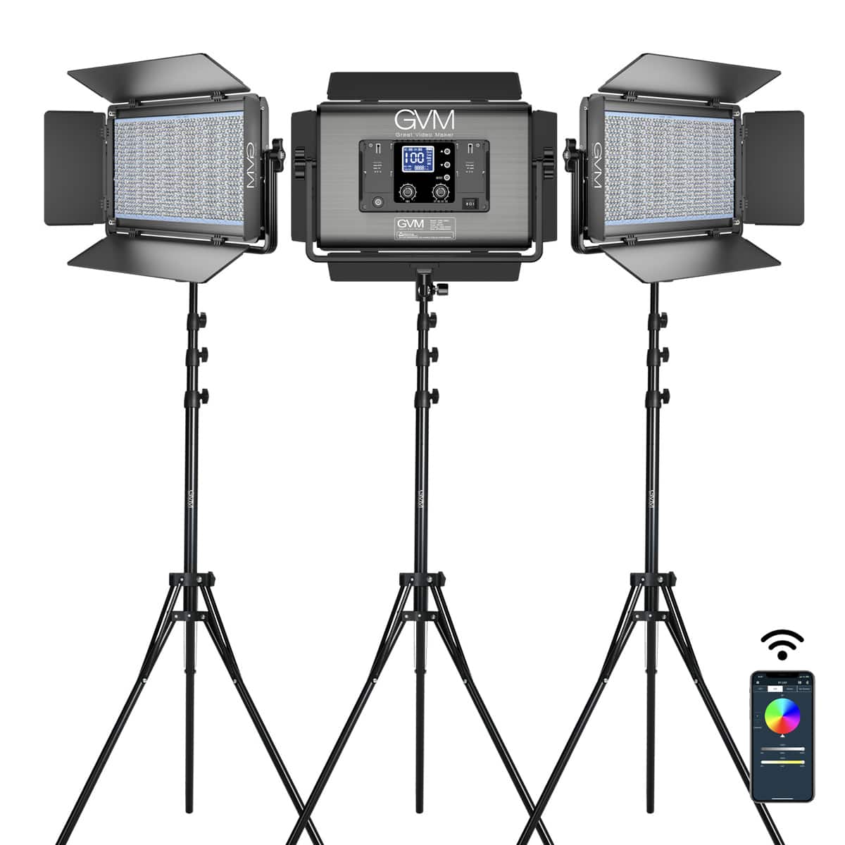 GVM - 1500D 75W Bi-Color RGB Studio Soft LED Panel 3-Light Kit price history on PriceWatchPro