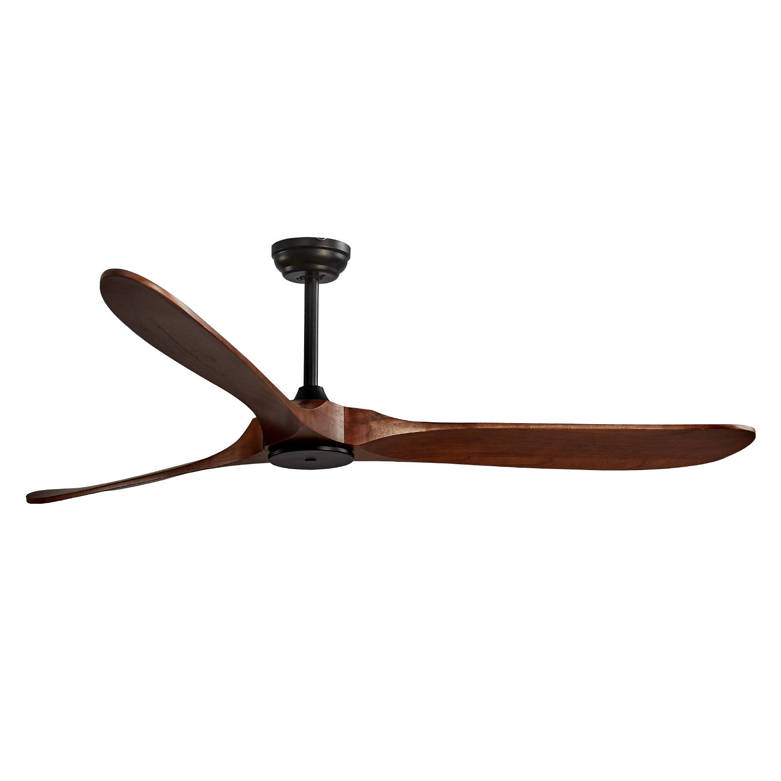 Alt View 5. VEVOR - 72 Inch Ceiling Fan without Light, 6-Speed Remote Control, 3-Wood-Blade, Reversible DC Motor - Black, Walnut.