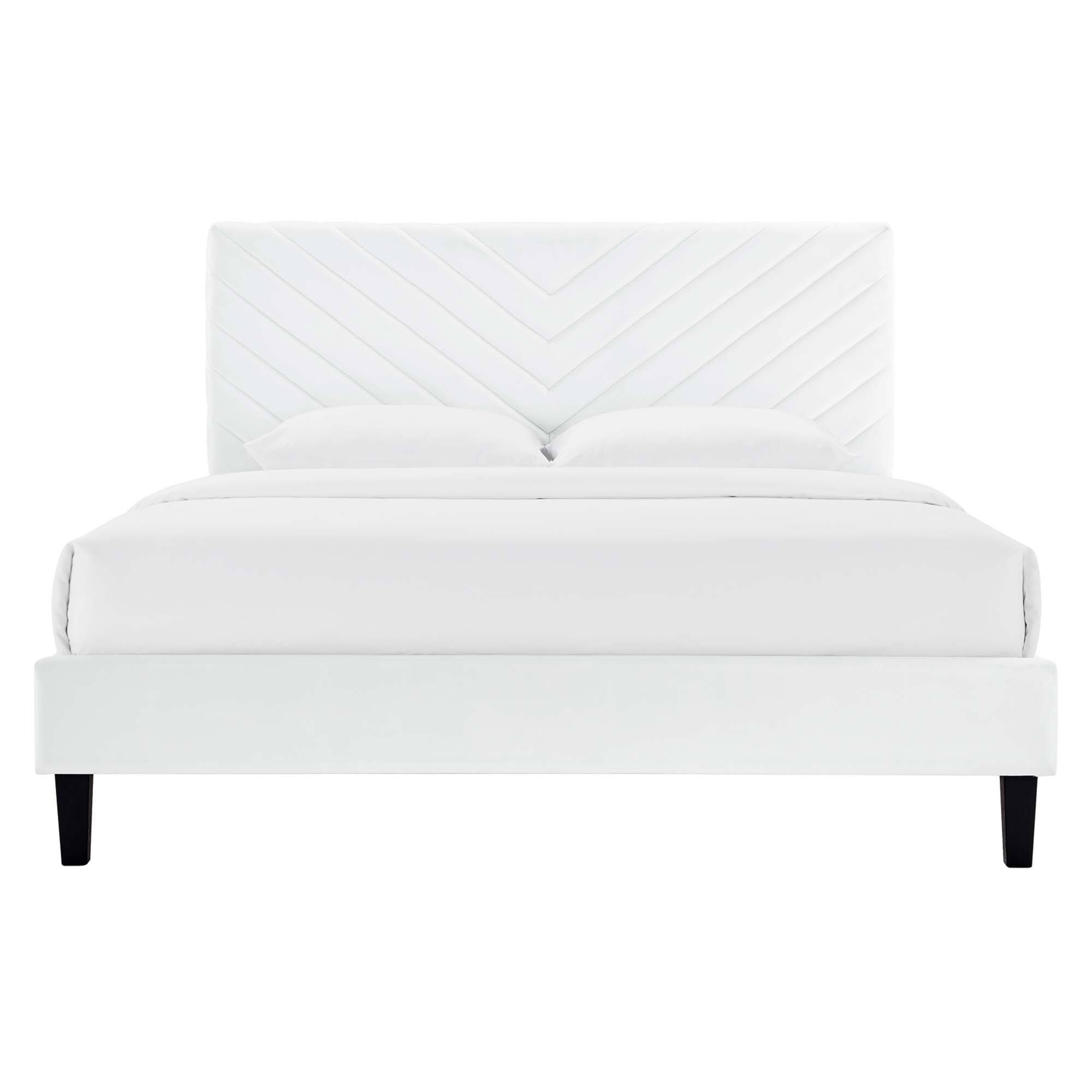 Alt View 6. Modway - Roxanne Performance Velvet King Platform Bed - White.