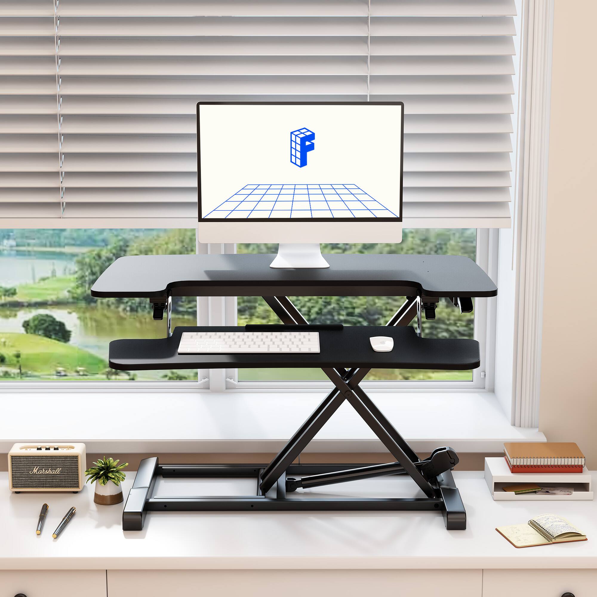 Alt View 2. FlexiSpot - FlexiSpot M7 Series 32"W Manual Adjustable Standing Desk Converter, Black - Black.