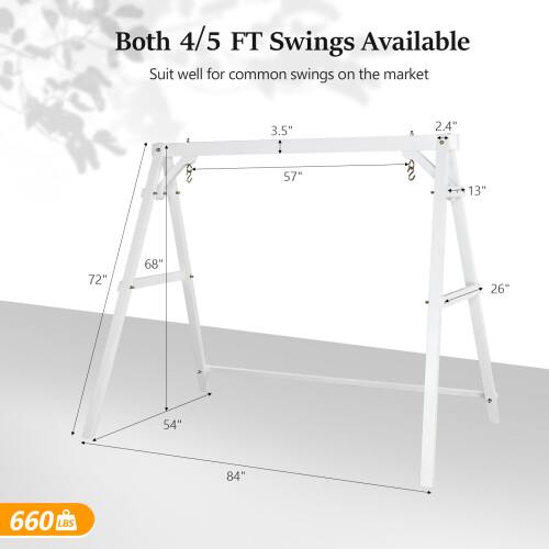 Both 4/5 FT Swings Available  
Suit well for common swings on the market  

E: 3.5" : 57"  
A: 2.4" 13" 72" 68" 26 54" 84" 660 LBS