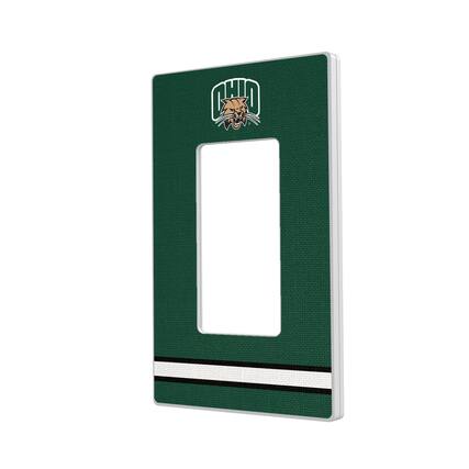 Front. Keyscaper - Ohio Bobcats Stripe Design Single Rocker Light Switch Plate - Multicolor.