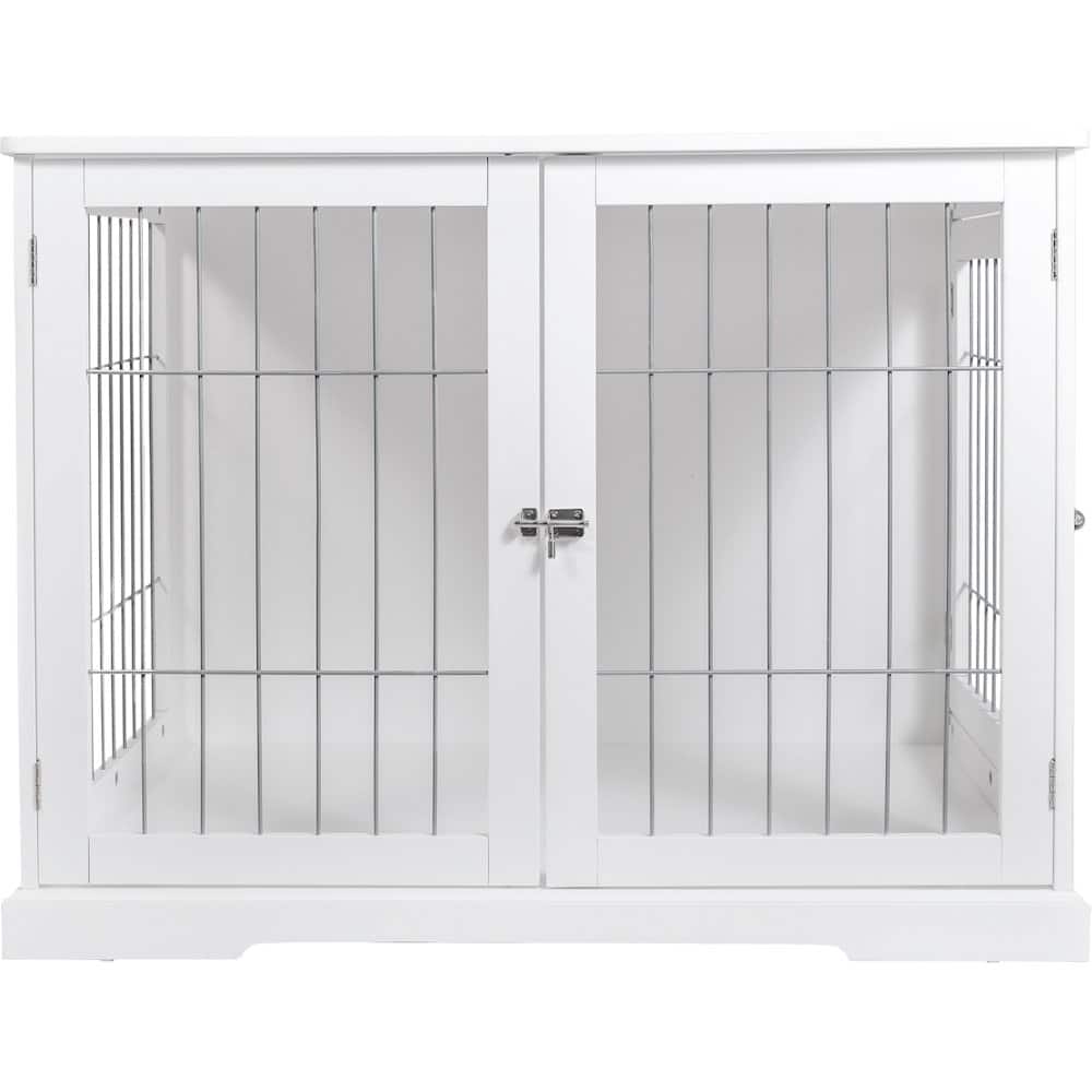 TRIXIE - Dog Crate, Wooden Indoor Kennel Furniture for Dogs Up to 25 lb - White