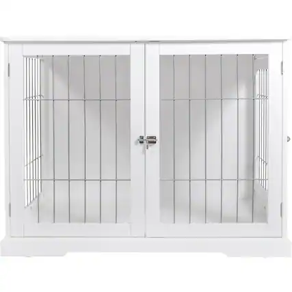 Front. TRIXIE - Dog Crate, Wooden Indoor Kennel Furniture for Dogs Up to 25 lb - White.