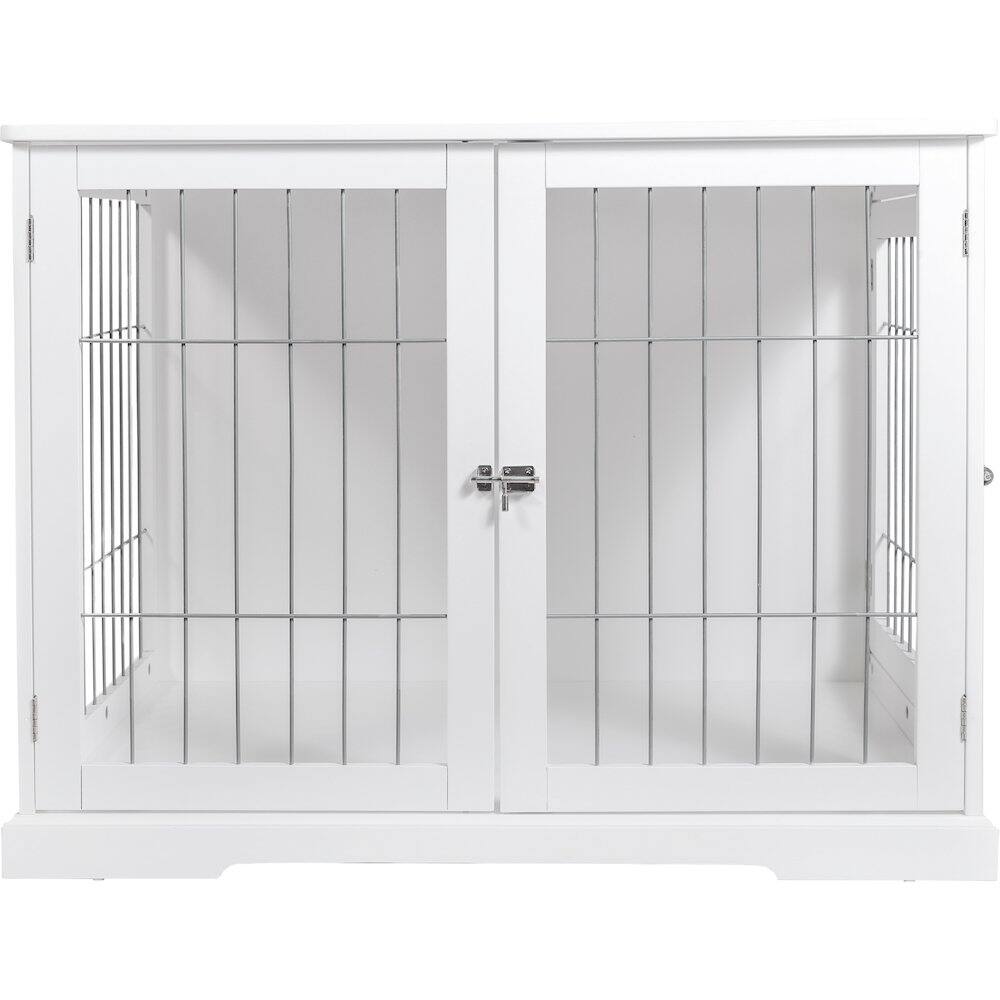 Front. TRIXIE - Dog Crate, Wooden Indoor Kennel Furniture for Dogs Up to 25 lb - White.