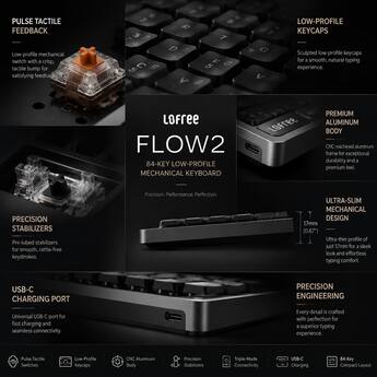 Lofree Flow2 84 Key Low Profile Triple Mode Wireless Mechanical Lofree Flow2 84 Key Low Profile Triple Mode Wireless Mechanical