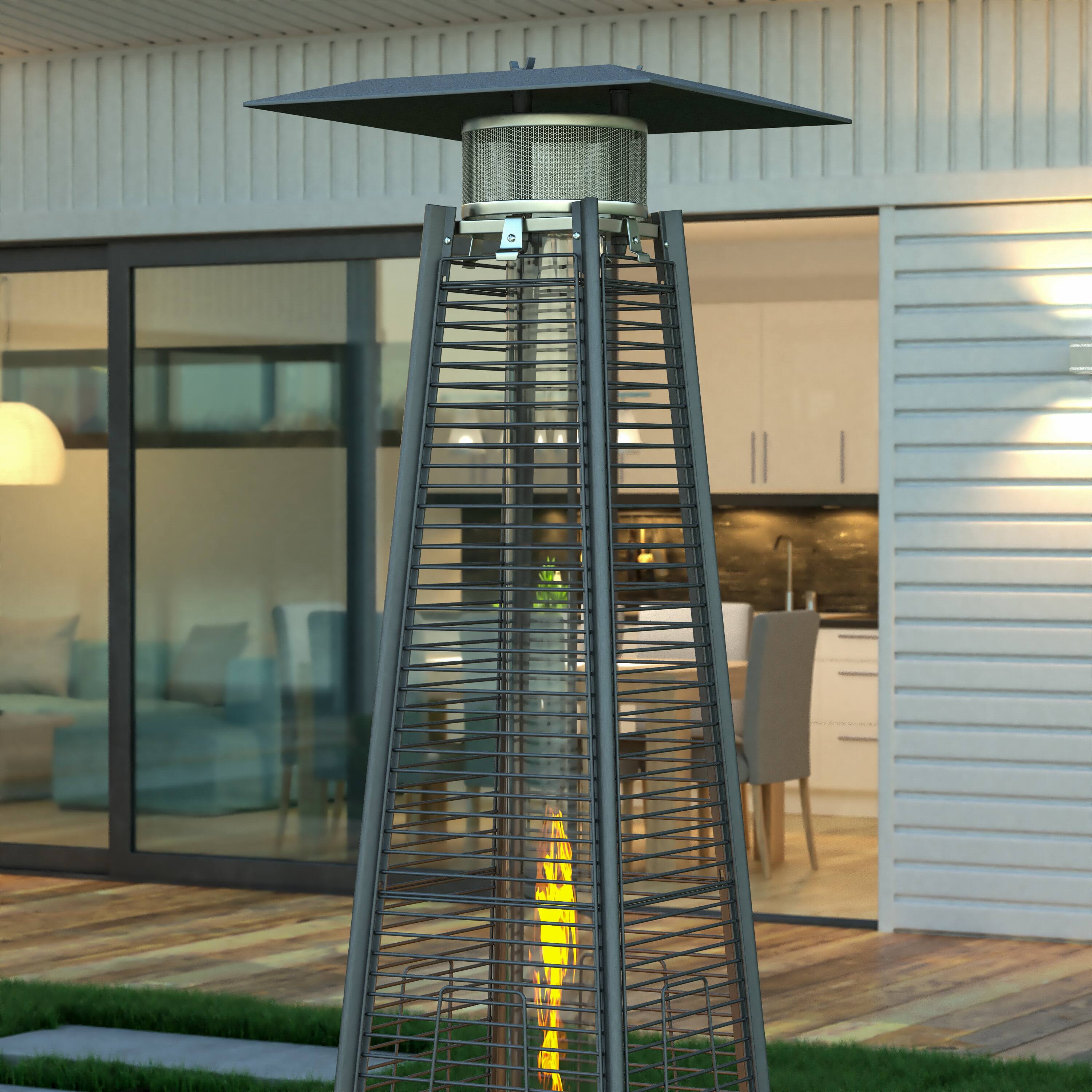 Alt View 3. Emma + Oliver - Outdoor Patio Heater - 7.5 Feet Round Steel Patio Heater - 42,000 BTU's - Black.