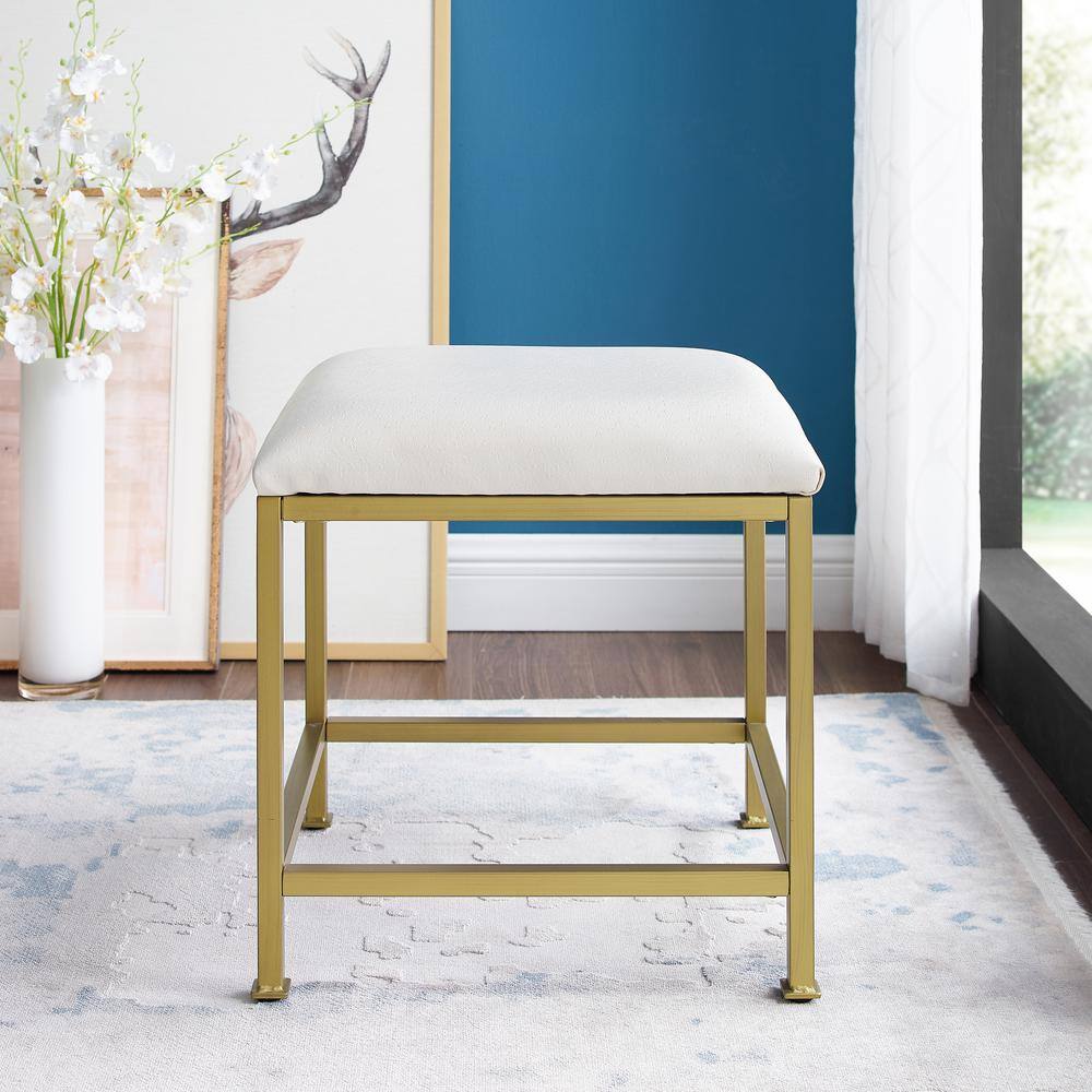 Angle. Crosley Furniture - Aimee Makeup Vanity Stool - Soft Gold.