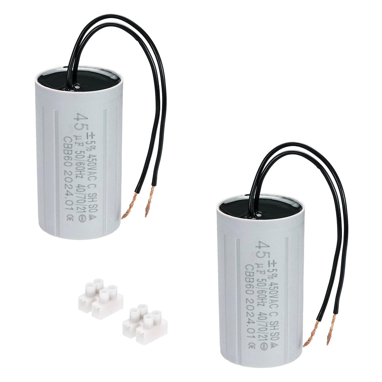 Unique Bargains - 2pcs 45uF CBB60 Running Capacitor, AC 450V 2 Wires 50/60Hz Cylinder 90x50mm for Water Pumps, Washing Machines - Gray price history on PriceWatchPro