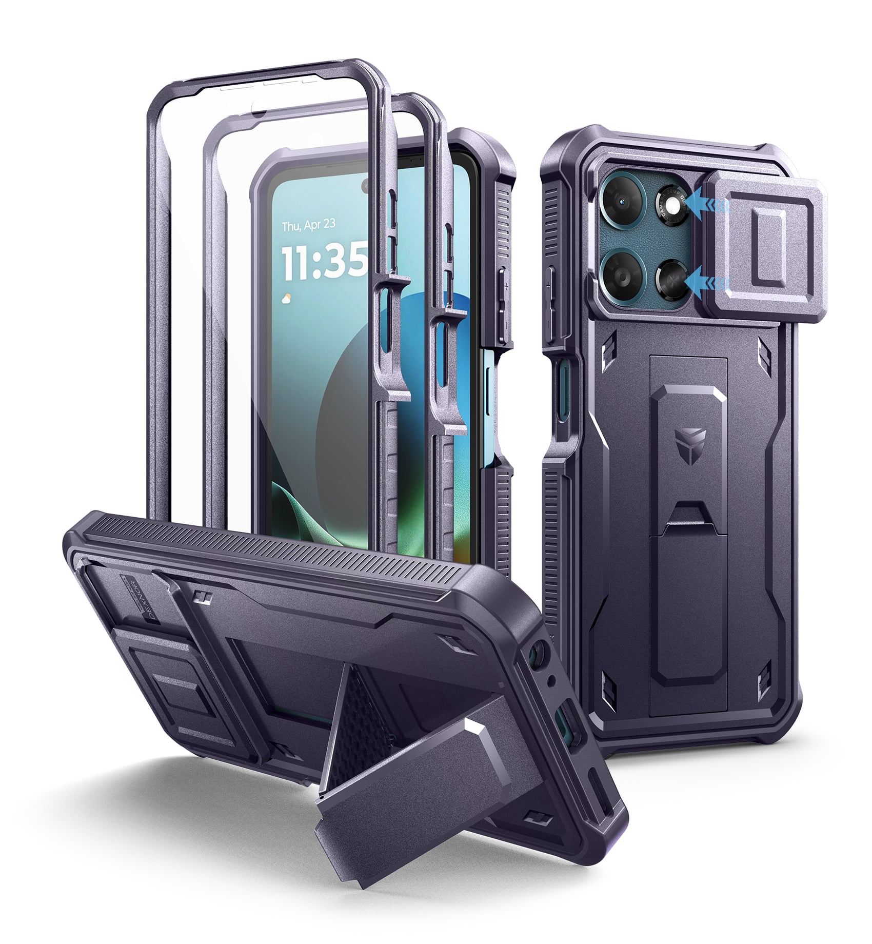 Dexnor - Phone Case for Motorola Moto-G 2026/Moto-G-Play 2026 with 2 Front Frame, Slide Camera Cover,Shockproof Screen Protector - Phantom Purple