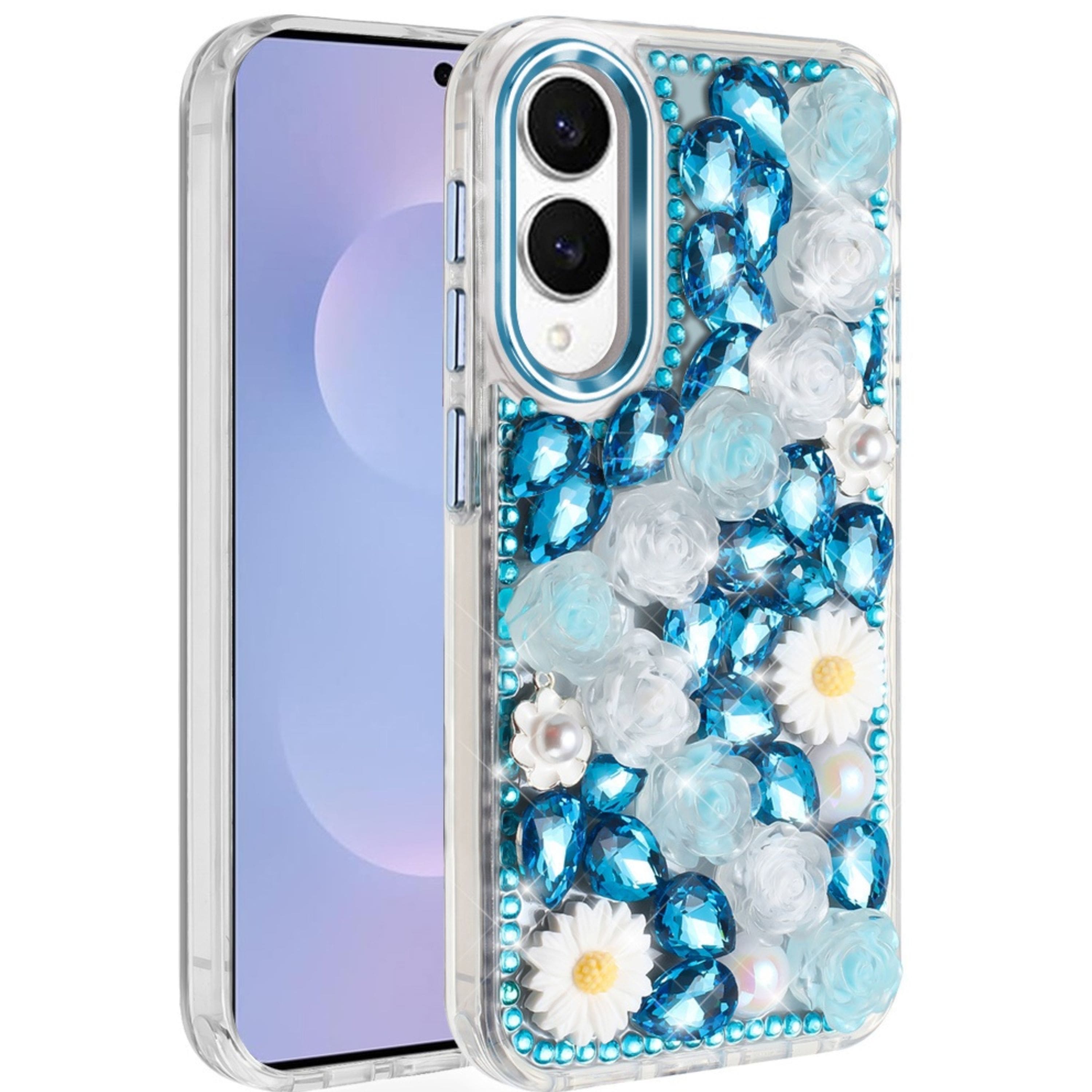 Kitcheniva - Full 3D Bling Rhinestone Jewel Cover Plus Tempered Glass For Samsung S25 Edge - Blue price history on PriceWatchPro