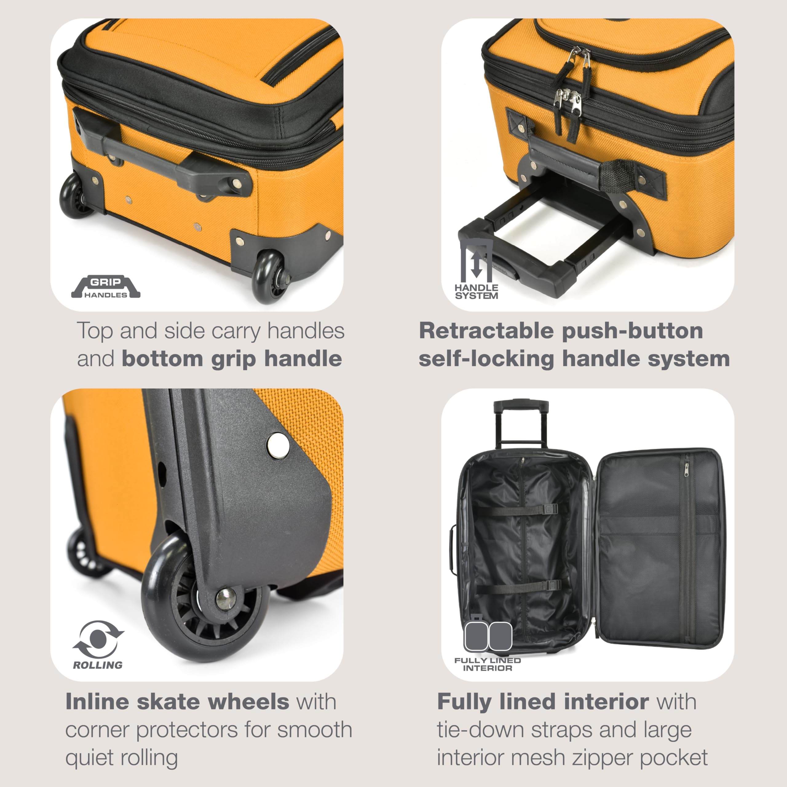 Dapper Styles Rio Fabric Expandable Carry on Luggage Rolling Suitcase ...