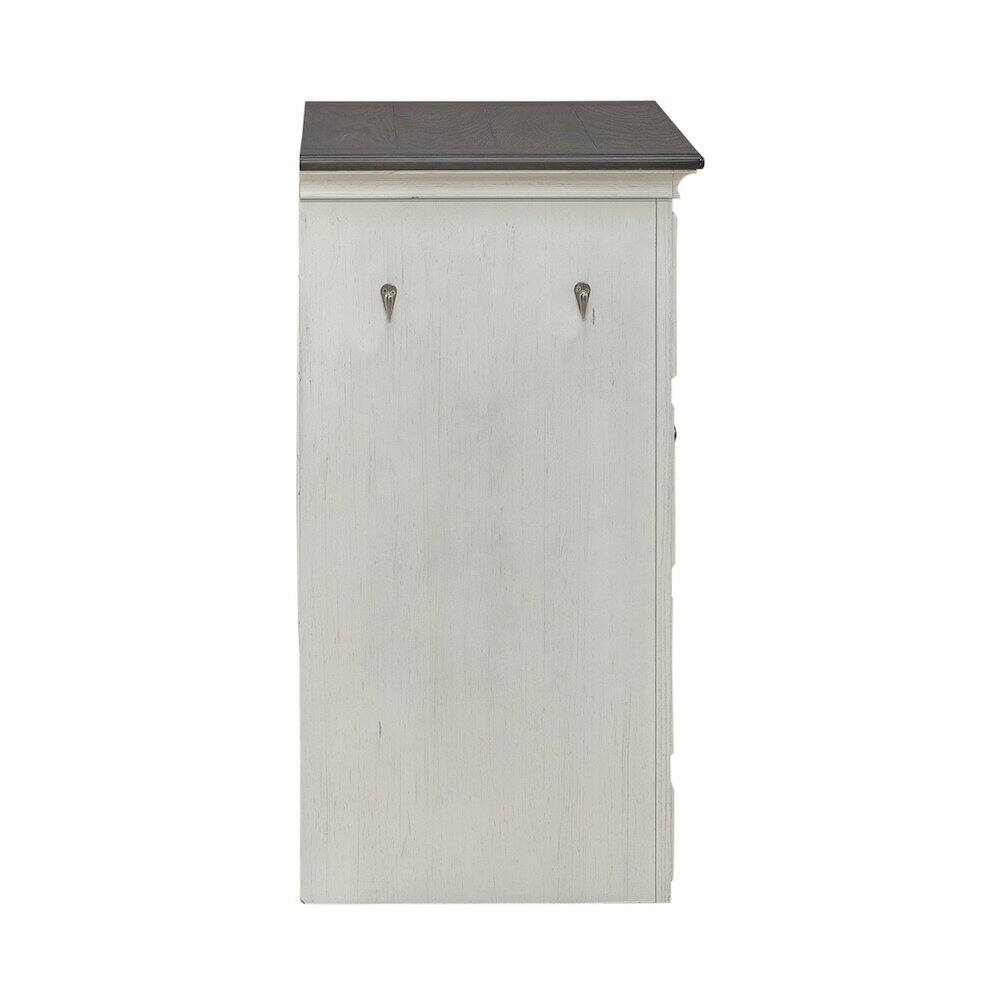 Back. Liberty Furniture Industries - Cabinet Cottage Home Storage Pet Food Bowl Drawer - White w/ Charcoal Tops - Wirebrushed White W/ Charcoal Tops.