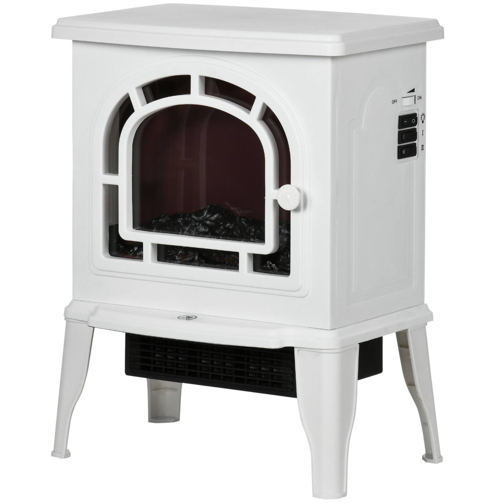 Alt View 7. Ecooso - 18" Freestanding Electric Fireplace, Realistic LED Flame, Adjustable Temperature, Overheat Protection, 750W/1500W - White.